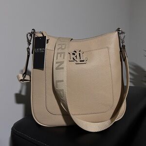 Ralph Lauren Tan Pebbled Leather Shoulder Bag